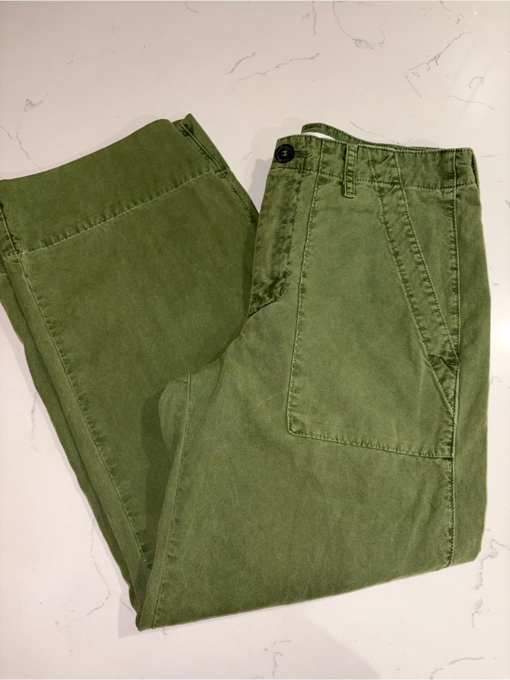 Velvet by Graham & Spencer Green Wide-Leg Utility Pants 100% Cotton